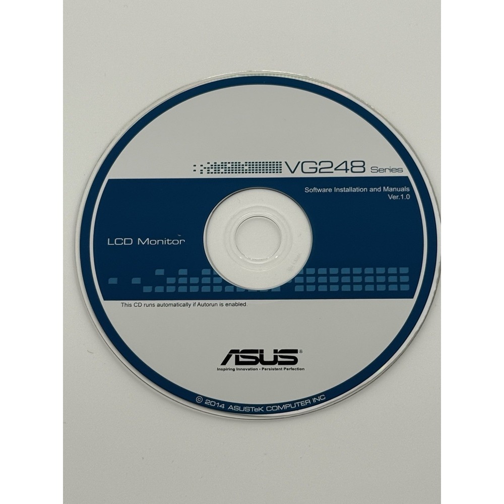 Genuine SOFTWARE INSTALLATION & MANUALS V 1.0 CD for Asus VG248‎ LCD Monitor